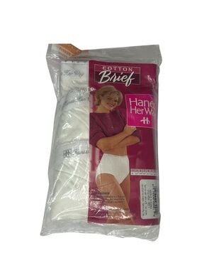 Vintage 90s 1990s Hanes Her Way Cotton Briefs underwear - White (3 Pack) size 6